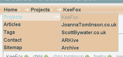 Screen shot of Super crumbtrail menu system